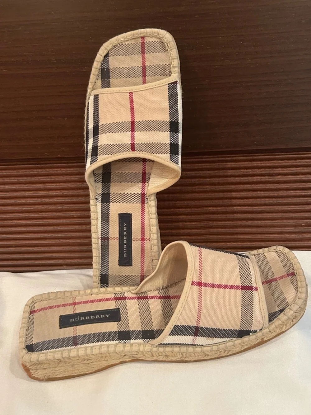 Authentic Burberry check slides size 37